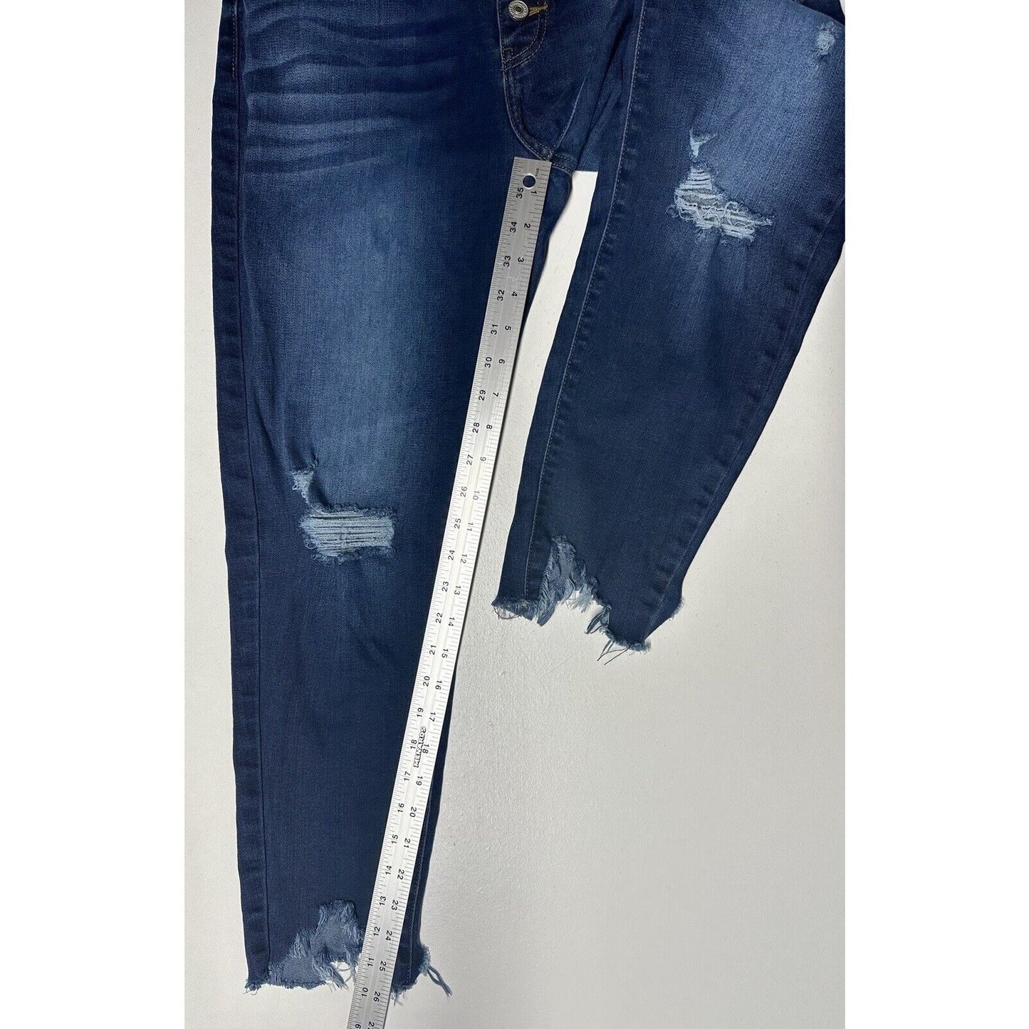 Kancan Jeans Womens 15 31 Kitson High Rise Ankle Skinny Blue Denim Distressed