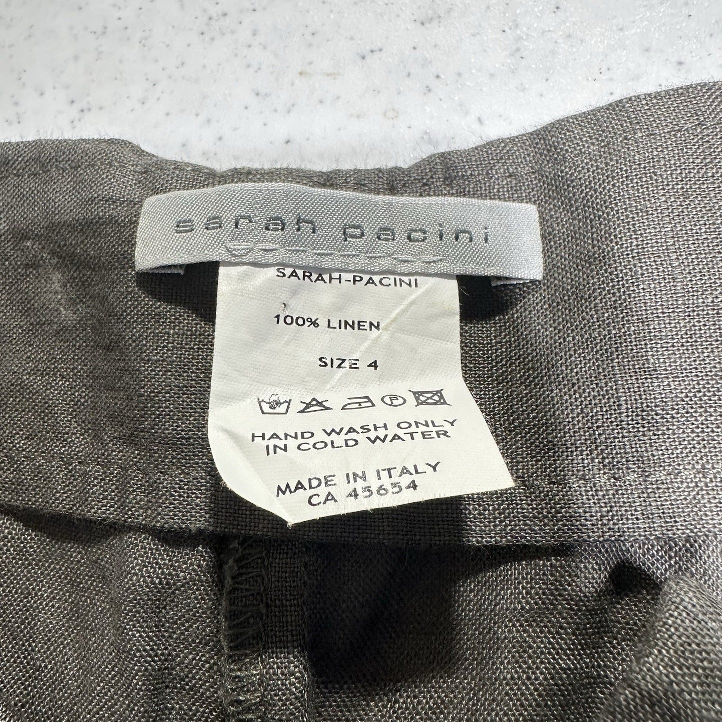 Sarah Pacini Pants 4 Women XL Linen Drop Crotch Crop Zip Coastal Beach Lagenlook