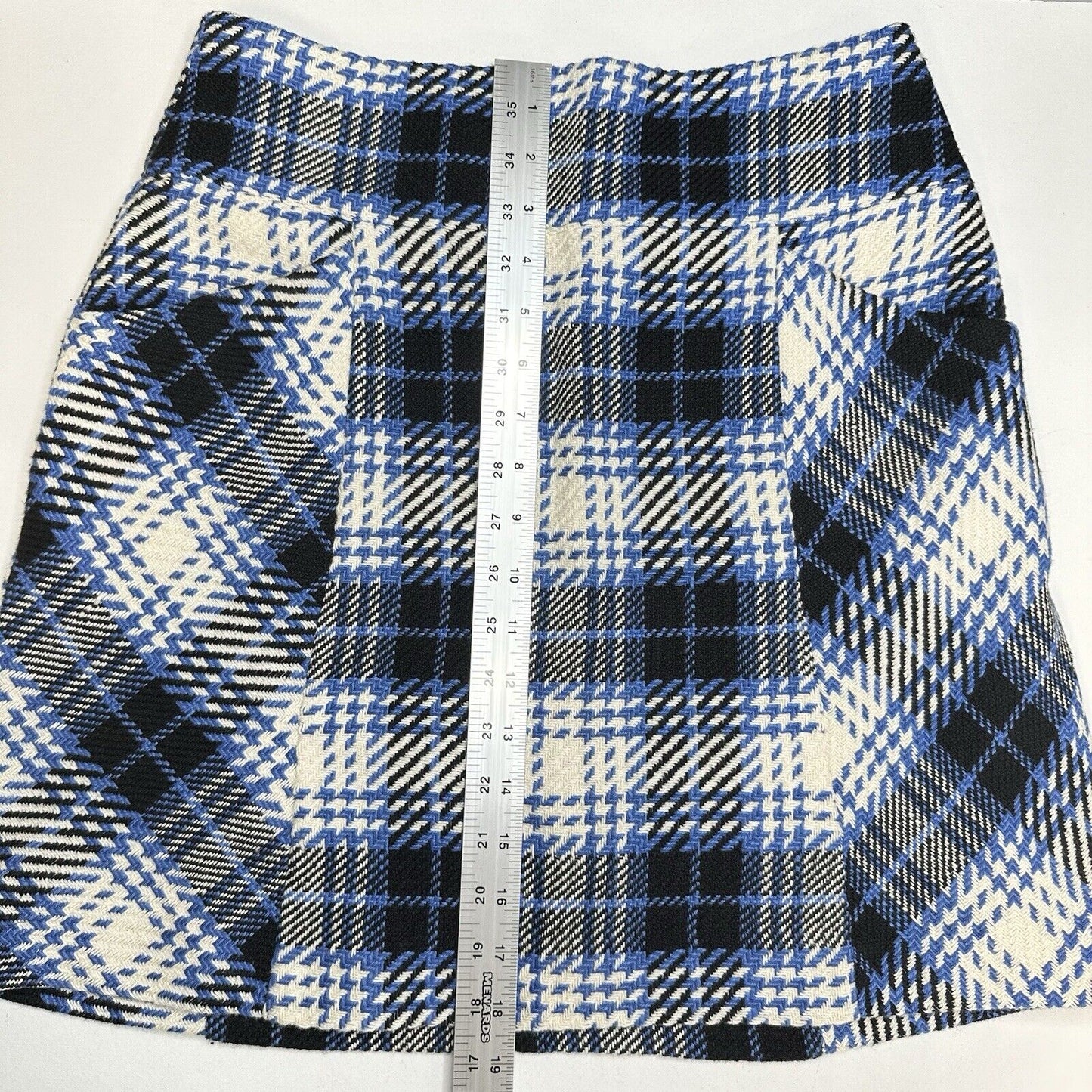 Anthropologie Maeve Skirt Womens 6 Blue Plaid Mini Lined Pockets Academia Preppy