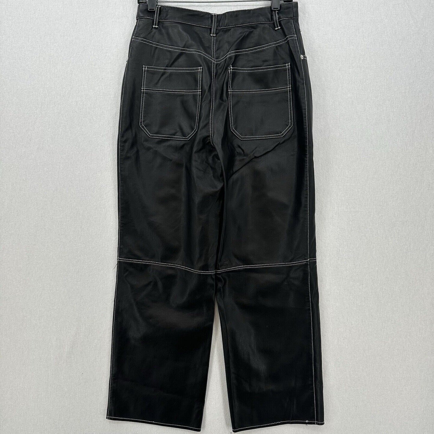 We The Free People Pants Womens 8 It Factor Vegan Leather Black Wide Leg Hi Rise