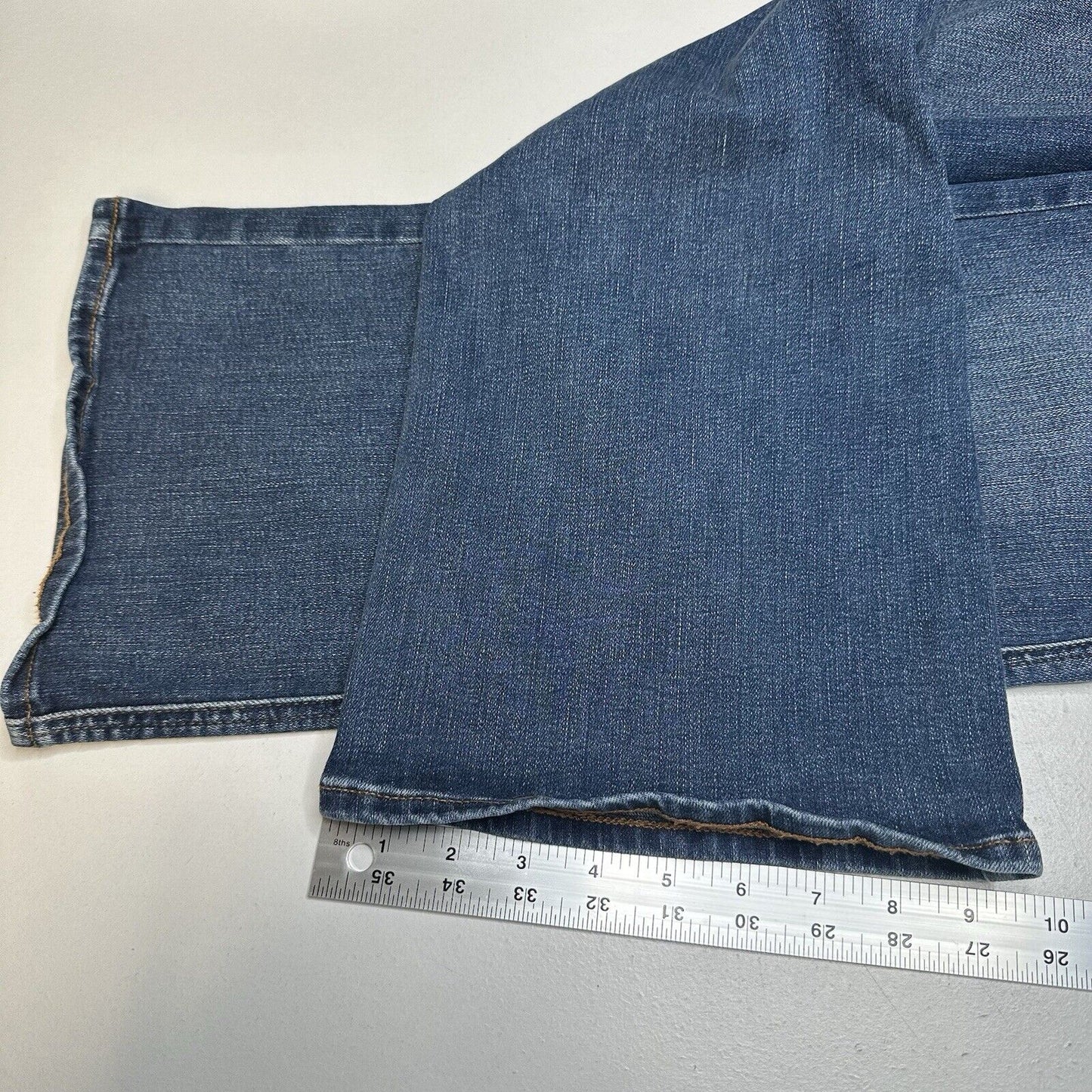 Chicos Jeans 1.5 Petite US 10 Define Me Flare Blue Denim Distress Western Cowboy