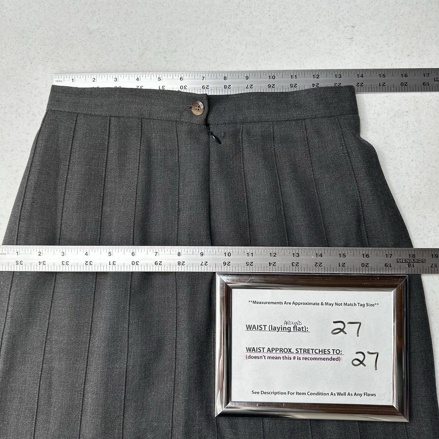 J McLaughlin Skirt Womens 8 Pleated Wool Gray Zip Academia Preppy Luxury *Flaw