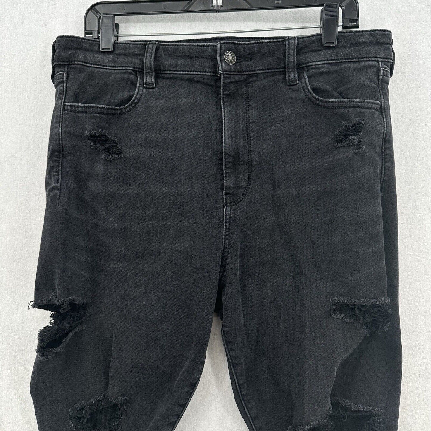American Eagle Jeans 16 Short Super Hi Rise Jegging Next Level Black Distressed