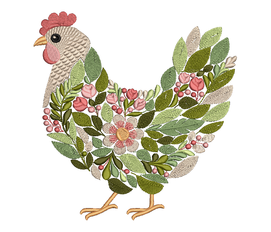 Chicken Embroidered ADULT Hoodie / Crewneck Sweatshirt Unisex Floral Hen Farm Animal Gift