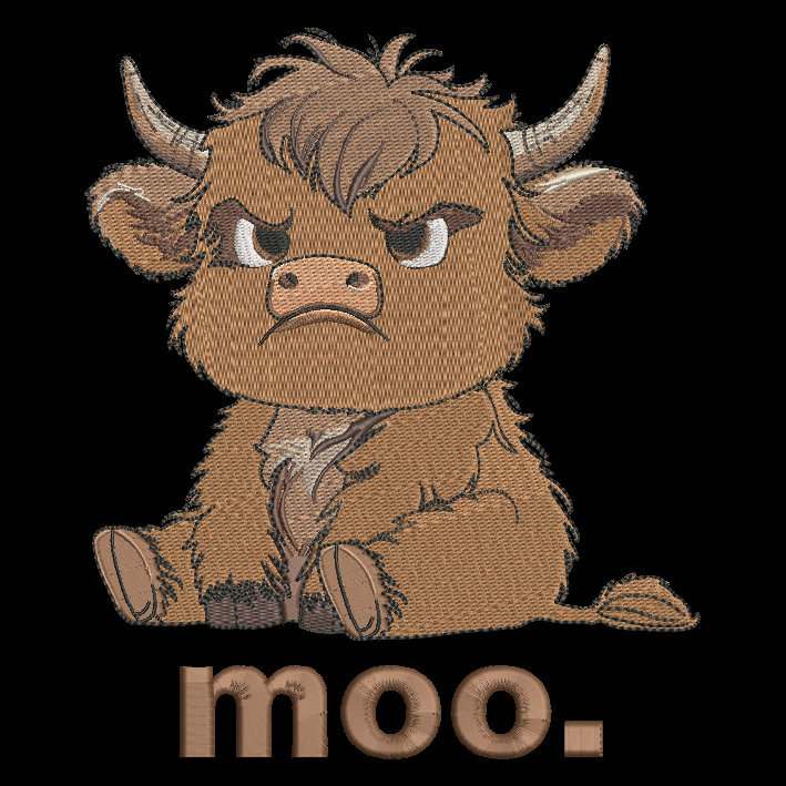 Highland Cow HOODIE Embroidered Adult Unisex Hooded Sweatshirt Grumpy Moo Farm