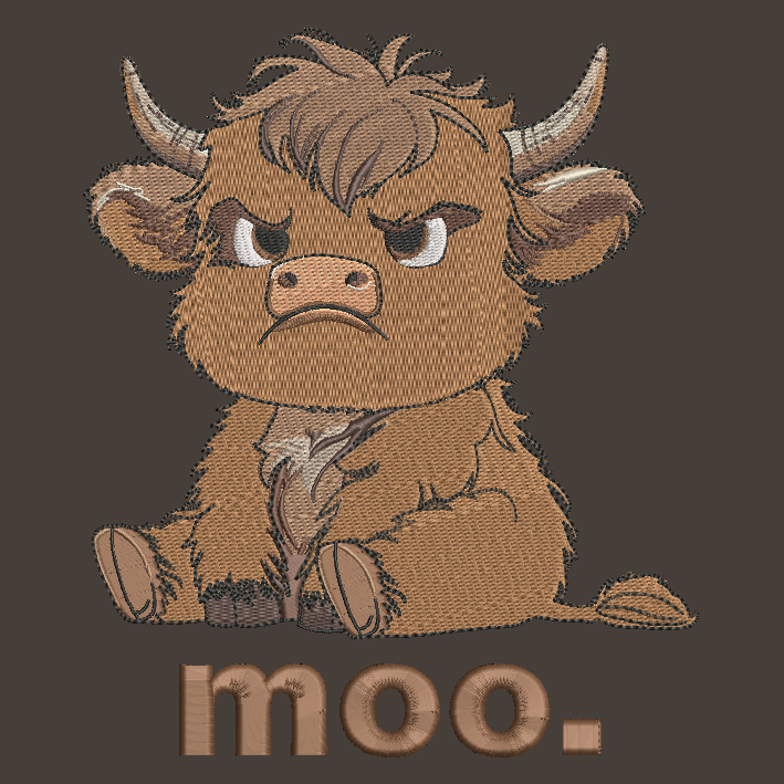 Grumpy Highland Cow Embroidered Adult Unisex Crewneck Sweatshirt