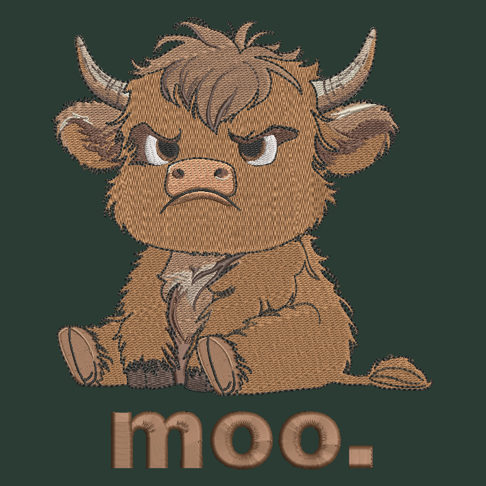 Grumpy Highland Cow Embroidered Adult Unisex Crewneck Sweatshirt