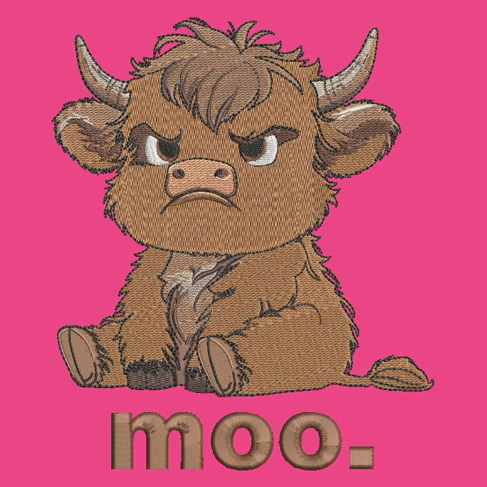 Grumpy Highland Cow Embroidered Adult Unisex Crewneck Sweatshirt