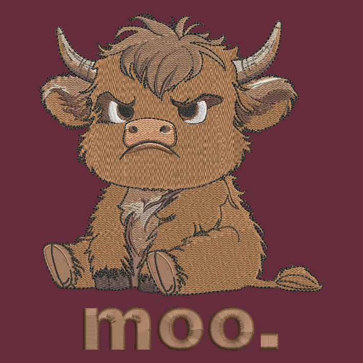 Grumpy Highland Cow Embroidered Adult Unisex Crewneck Sweatshirt