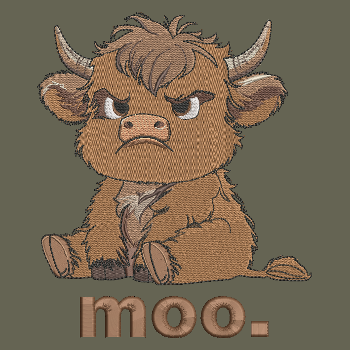 Grumpy Highland Cow Embroidered Adult Unisex Crewneck Sweatshirt