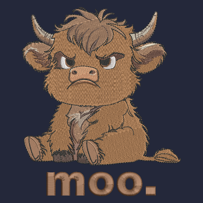 Grumpy Highland Cow Embroidered Adult Unisex Crewneck Sweatshirt