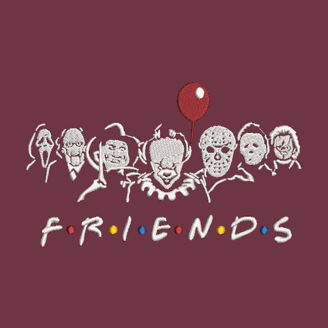 Friends Horror Movie Halloween Embroidered Adult Unisex Crewneck Sweatshirt