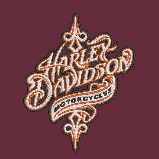 Harley Davidson Embroidered Adult Unisex Crewneck Sweatshirt Script Orange Thread Biker Motorcycle