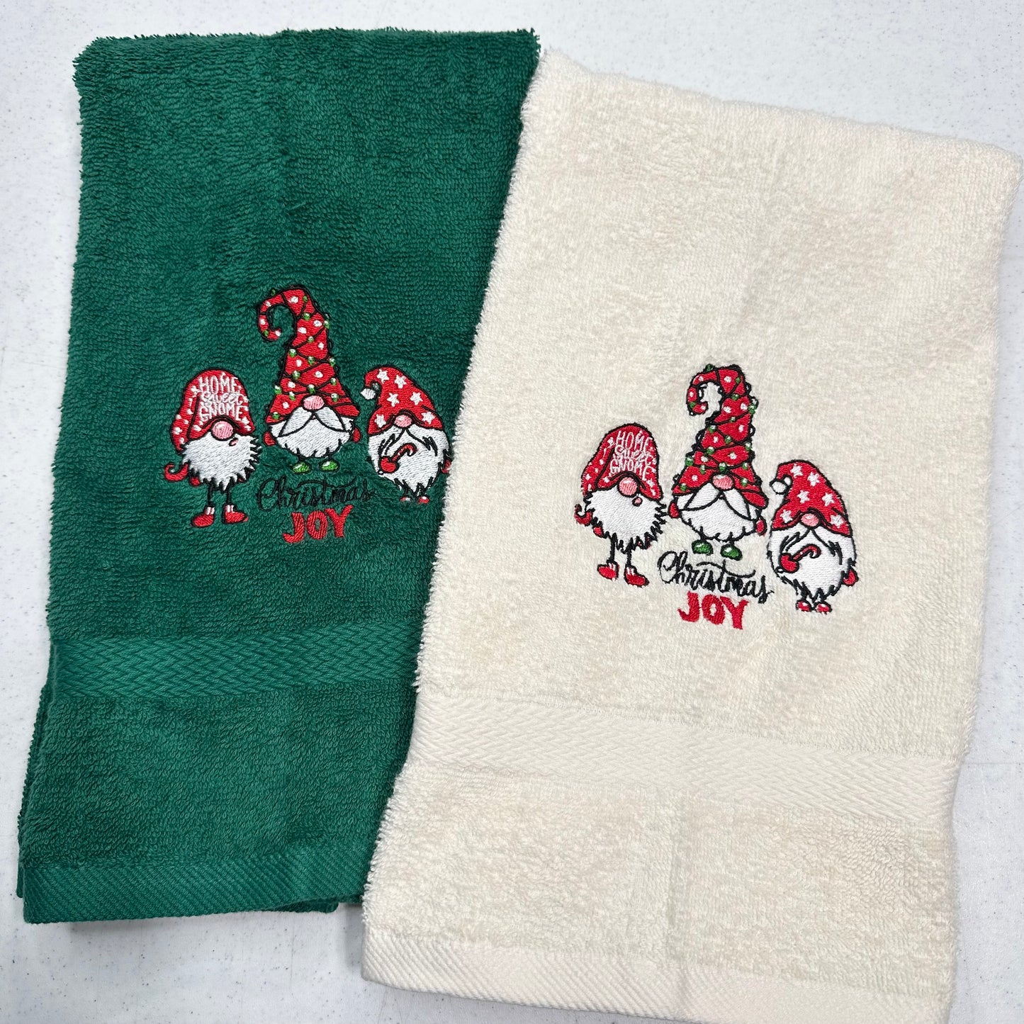 Gnome Christmas Towels Embroidered Hand Towel Set Bathroom Holiday Decor Winter Joy