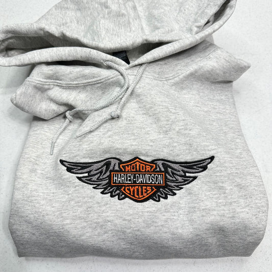 Harley Davidson Sweatshirt Embroidered ADULT Hoodie / Crewneck Unisex Biker Wings