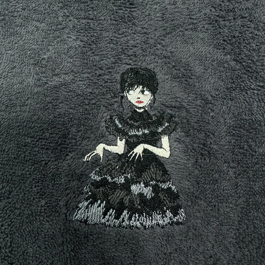 Wednesday Nevermore Towels Embroidered Hand Towel Bathroom Home Decor Addams Family Goth Witch Magic Halloween