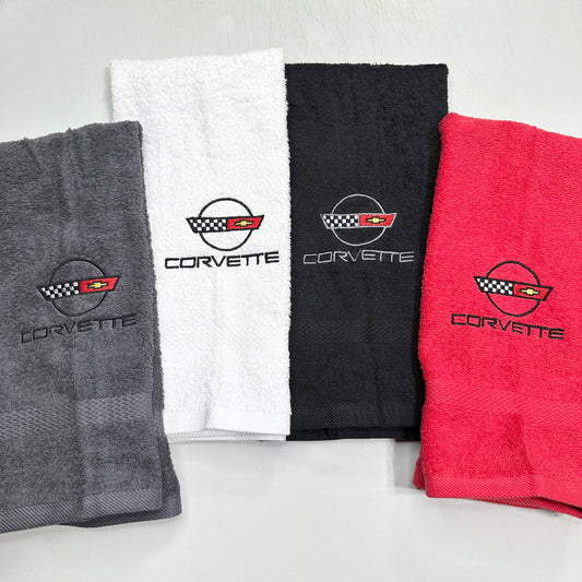 Chevy Corvette Towels Embroidered Hand Towel Bathroom Home Decor C4 C5 C6 Vette Car Racing Gift