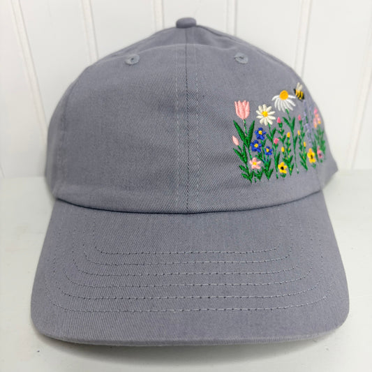 Floral Embroidered Dad Hat Unstructured Cotton Twill Adjustable Closure Casual Boho Wildflowers25 Gift