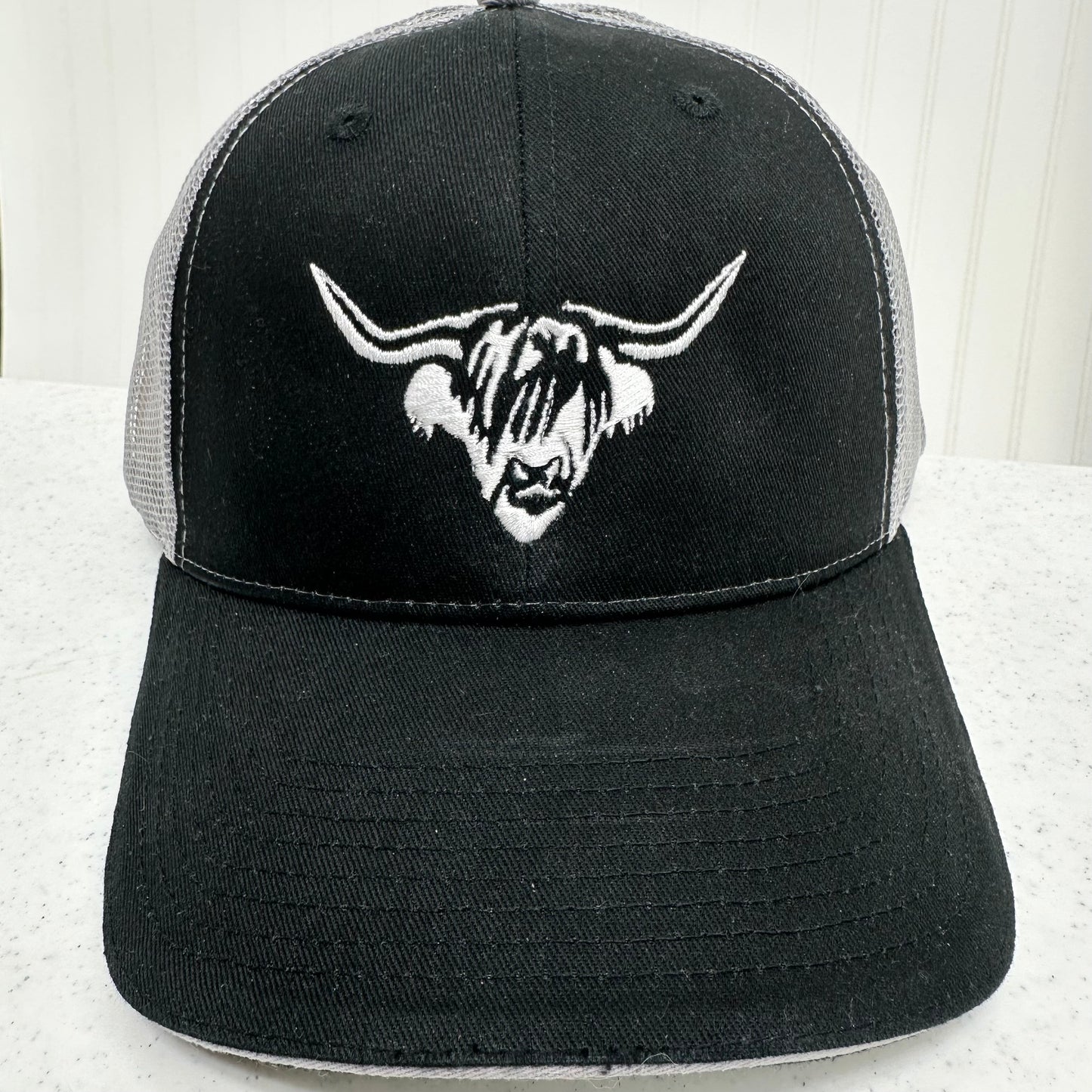 Highland Cow Embroidered Mesh Trucker Hat