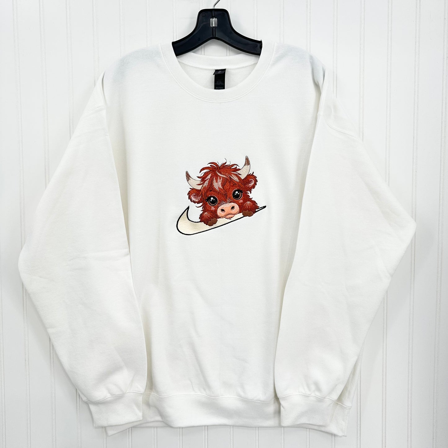Nike Swoosh Highland Cow Embroidered Adult Unisex Crewneck Sweatshirt