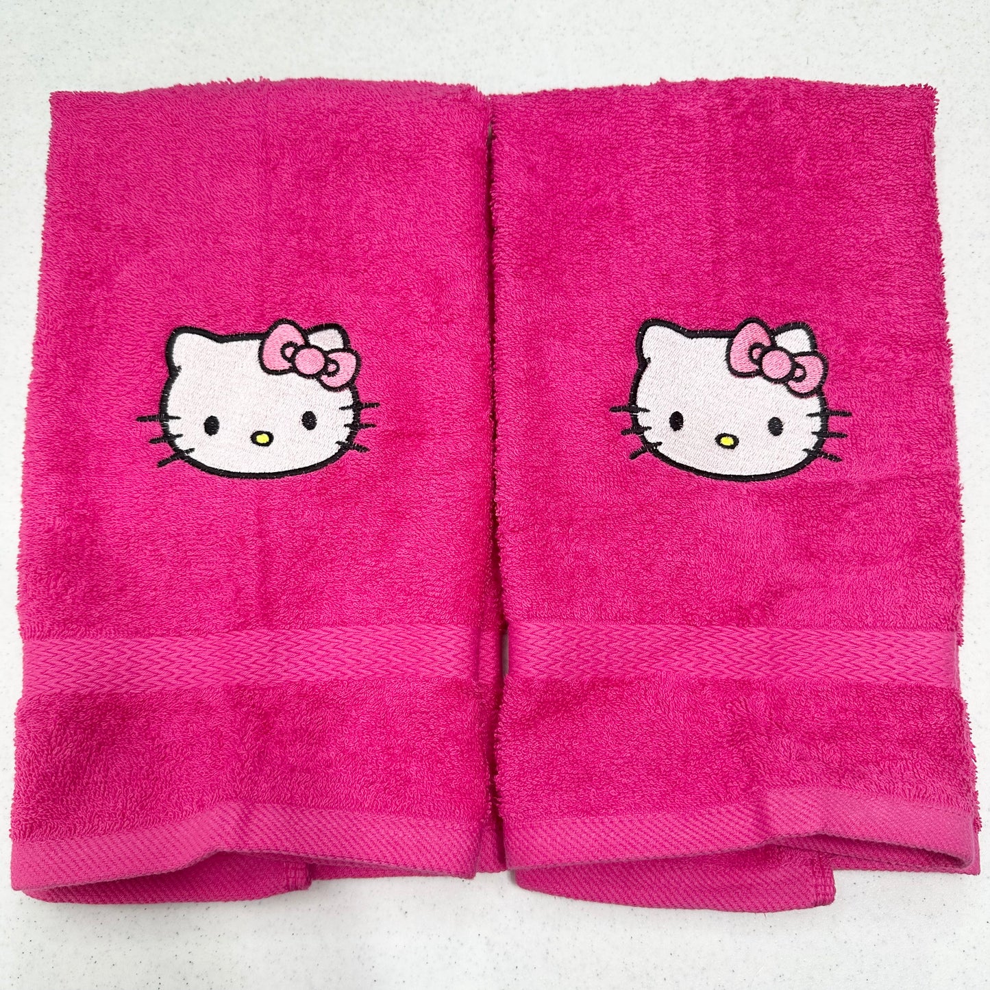 Hello Kitty Towels Embroidered Hand Towel Set Hot Pink Cute Girly Bathroom Home Decor