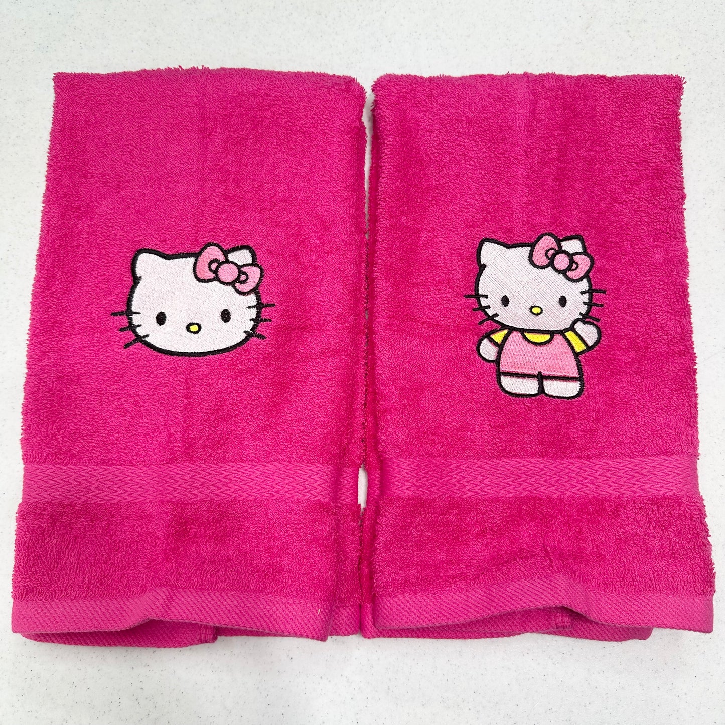 Hello Kitty Towels Embroidered Hand Towel Set Hot Pink Cute Girly Bathroom Home Decor
