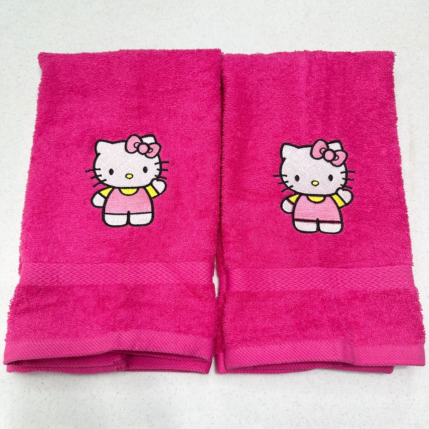 Hello Kitty Towels Embroidered Hand Towel Set Hot Pink Cute Girly Bathroom Home Decor