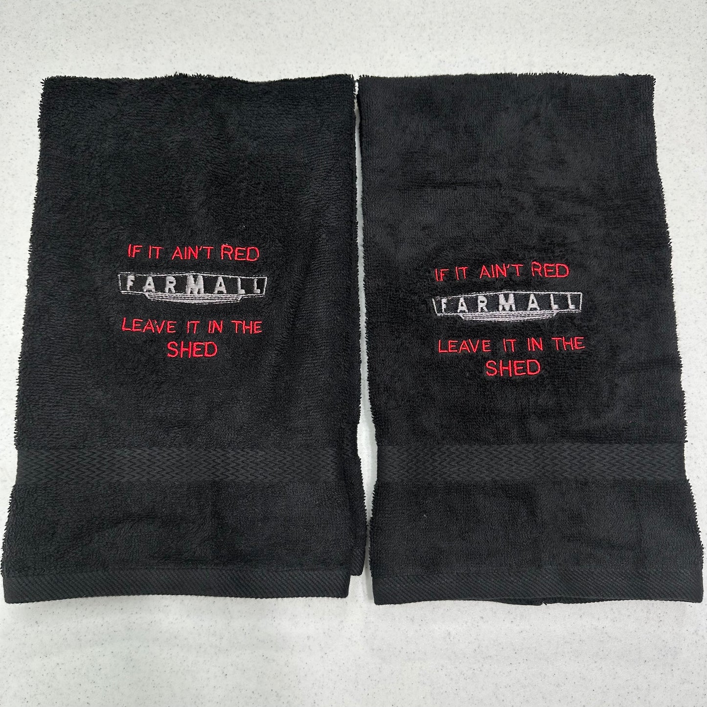 Farmall Towels Embroidered Hand Towel Set Red Black Bathroom Home Farm Decor