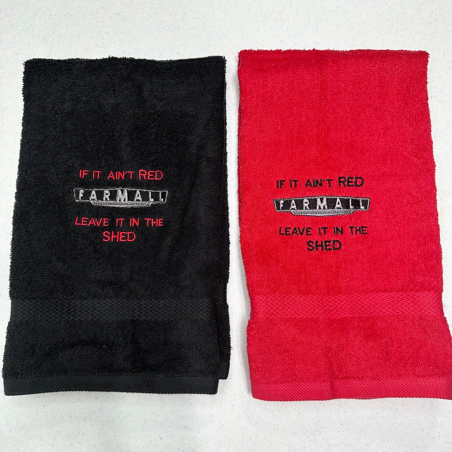 Farmall Towels Embroidered Hand Towel Set Red Black Bathroom Home Farm Decor
