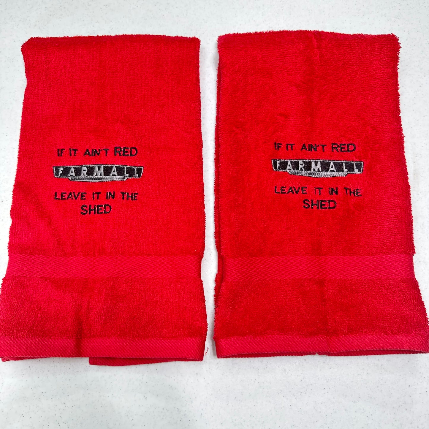 Farmall Towels Embroidered Hand Towel Set Red Black Bathroom Home Farm Decor