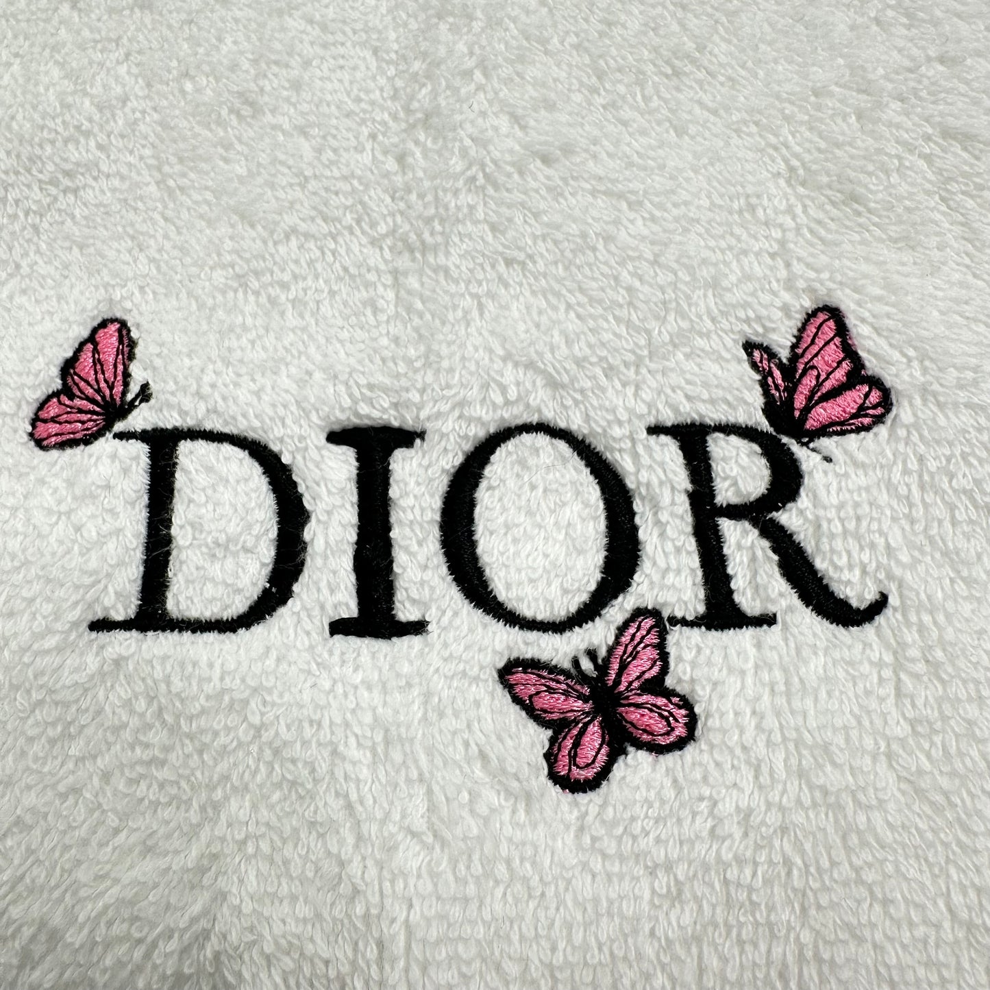 DIOR Style Towels Embroidered Hand Towel Set White Black Pink Butterflies Bathroom Decor