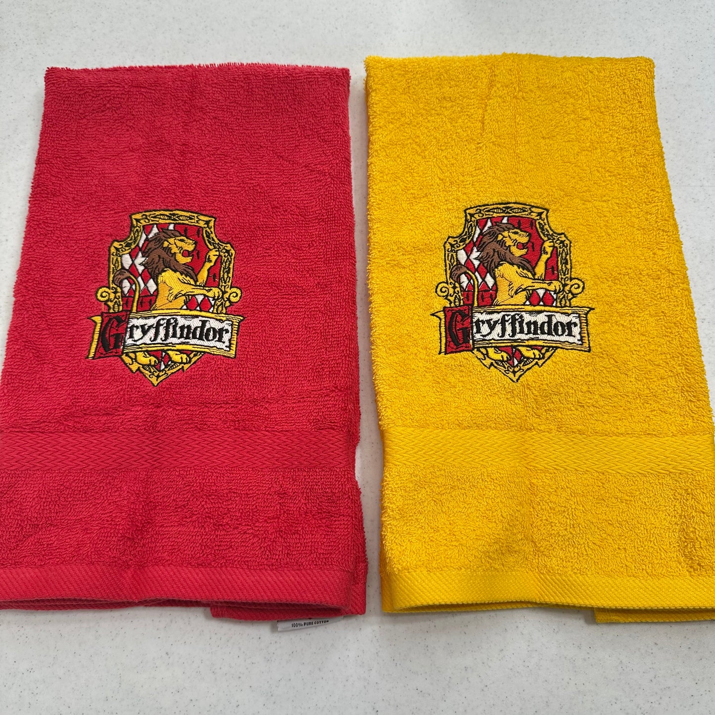 Harry Potter Hand Towel Set Embroidered Gryffindor Hufflepuff Ravenclaw Slytherin Hogwarts Wizard Witch Decor