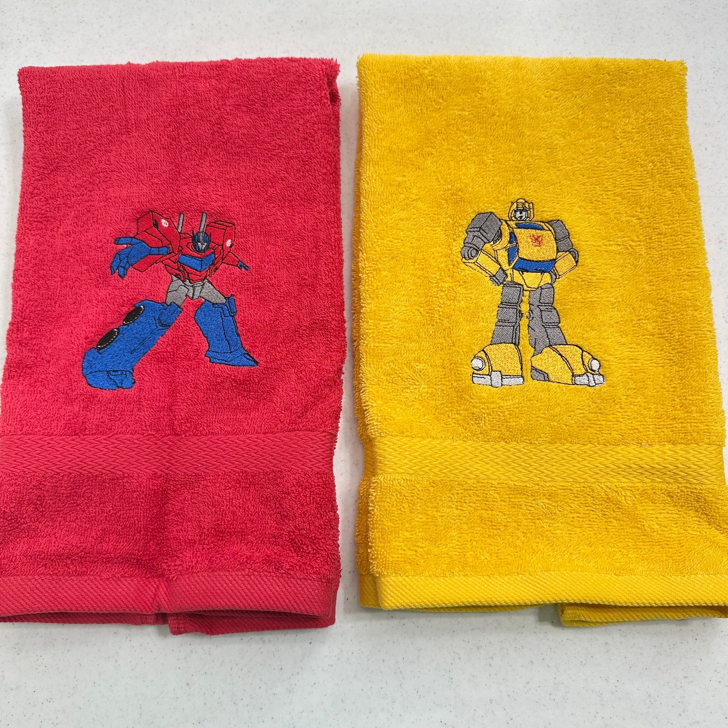 Transformers Towels Embroidered Autobots Hand Towel Set Bathroom Decor Robots Optimus Prime Bumblebee
