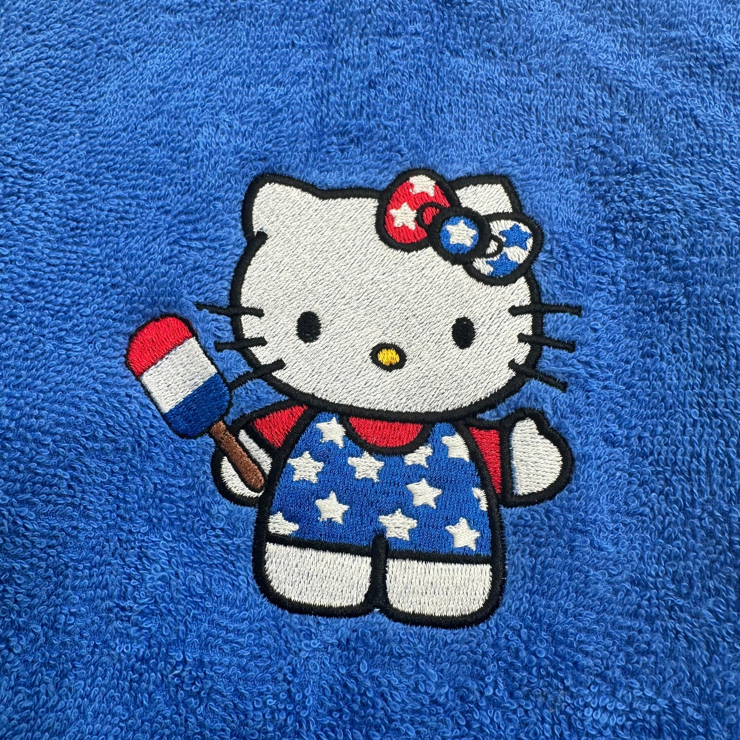 Hello Kitty Towels Embroidered July 4th Hand Towel Set Cute Girly Bathroom Holiday Decor Stars Stripes