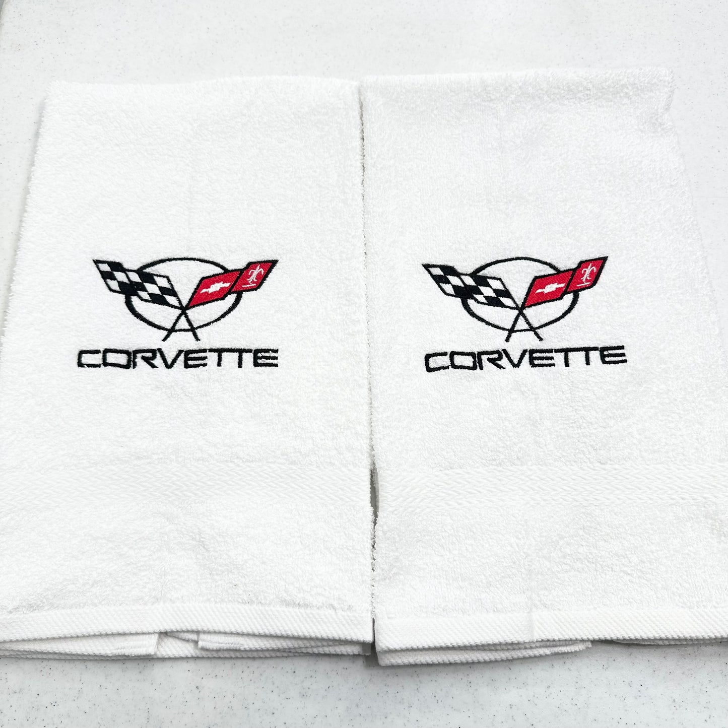 Chevy Corvette Towels Embroidered Hand Towel Set C5 C6 Vette Bathroom Home Decor