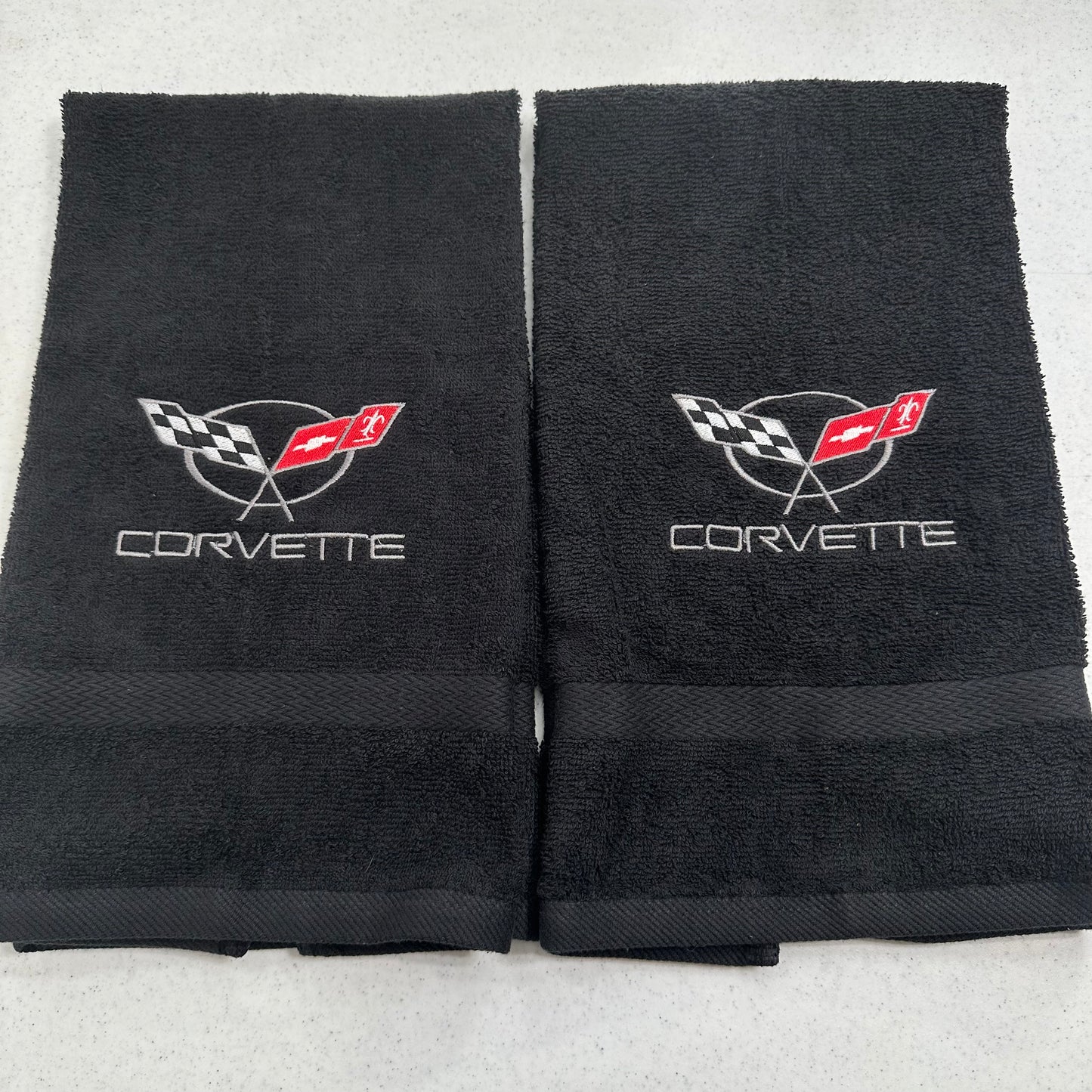 Chevy Corvette Towels Embroidered Hand Towel Set C5 C6 Vette Bathroom Home Decor