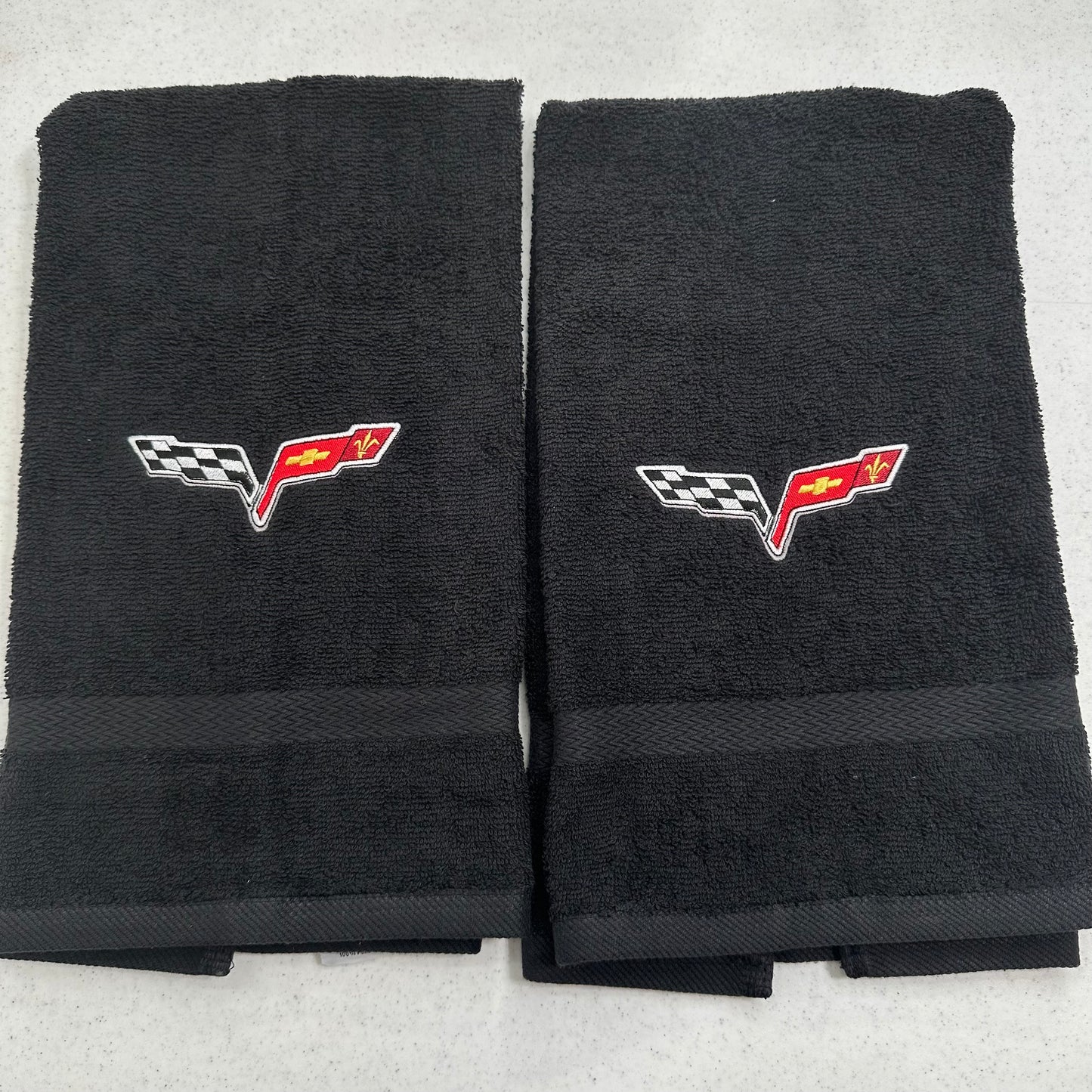 Chevy Corvette Towels Embroidered Hand Towel Set C5 C6 Vette Bathroom Home Decor