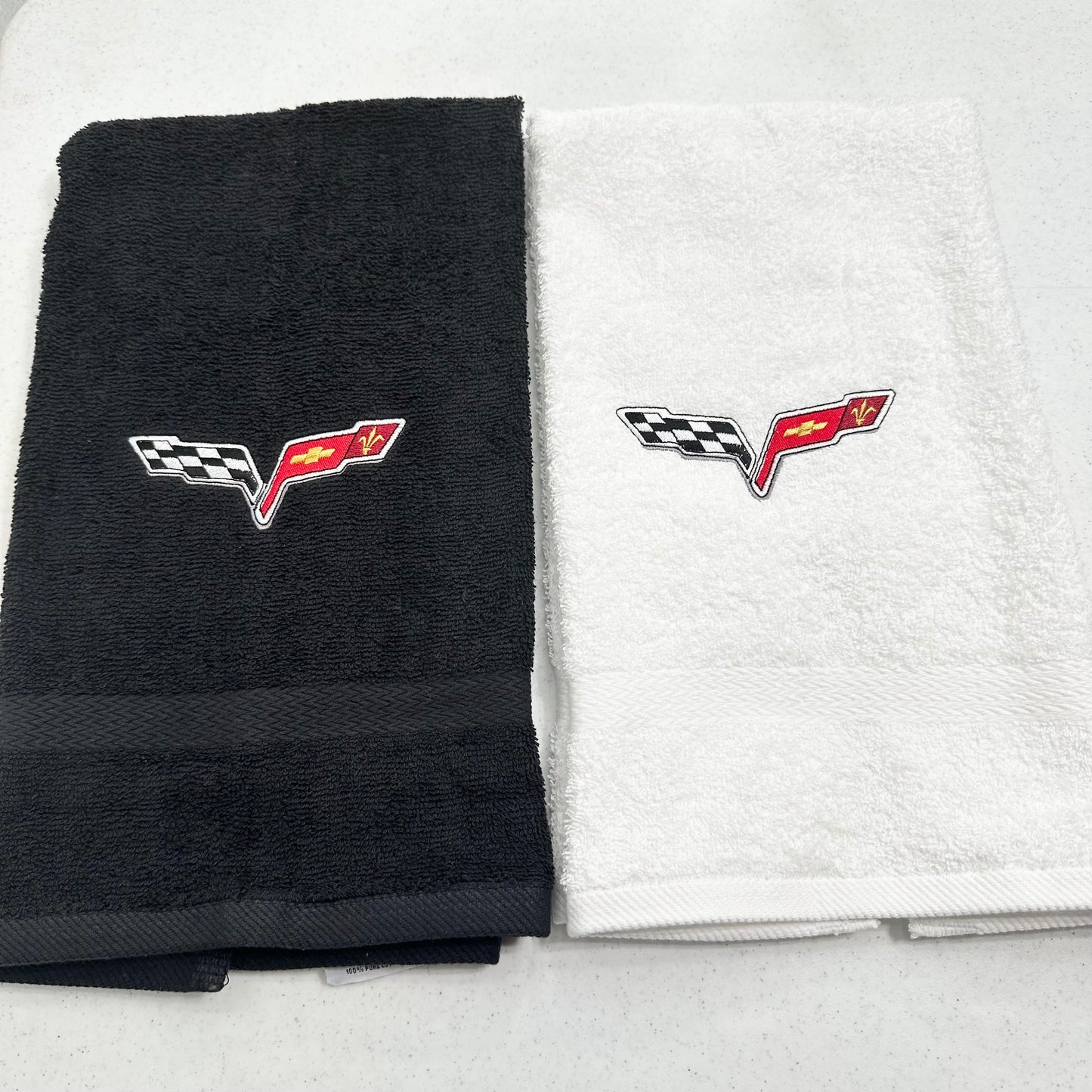 Chevy Corvette Towels Embroidered Hand Towel Set C5 C6 Vette Bathroom Home Decor