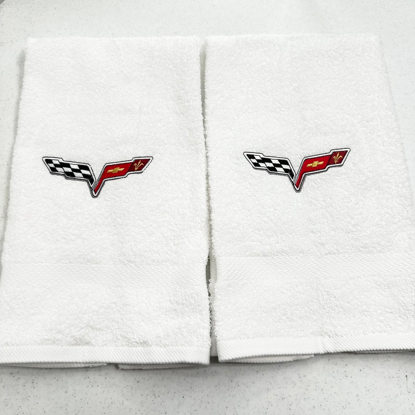 Chevy Corvette Towels Embroidered Hand Towel Set C5 C6 Vette Bathroom Home Decor