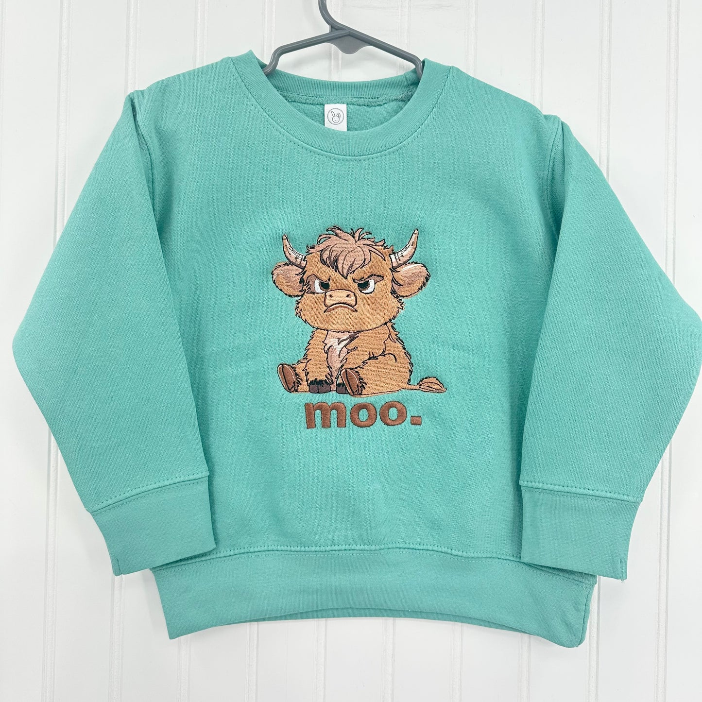 Highland Cow Embroidered TODDLER Crewneck Sweatshirt Grumpy Moo