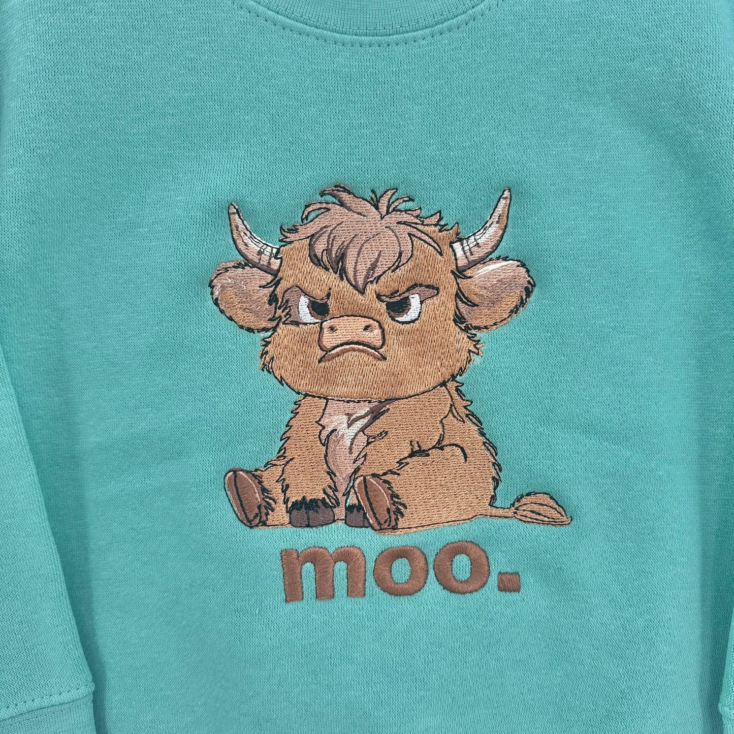 Highland Cow Embroidered TODDLER Crewneck Sweatshirt Grumpy Moo