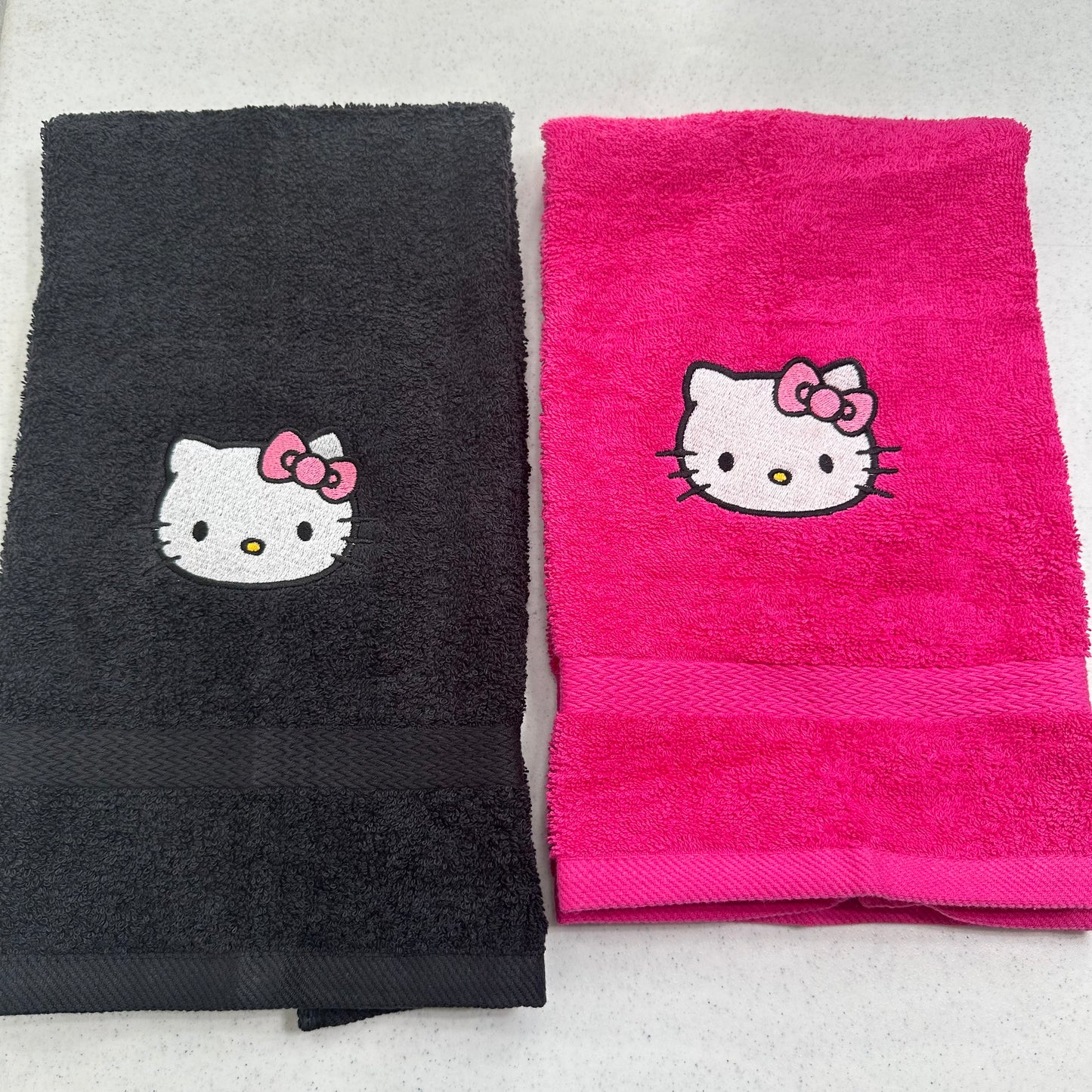 Hello Kitty Towels Embroidered Hand Towel Set Hot Pink Cute Girly Bathroom Home Decor