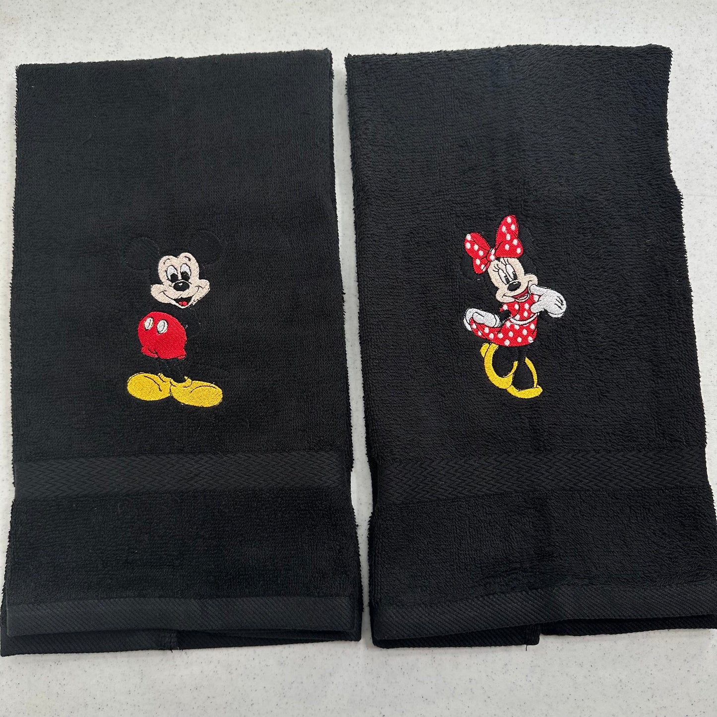 Mickey Minnie Mouse Towels Embroidered Hand Towel Set Cute Bathroom Decor