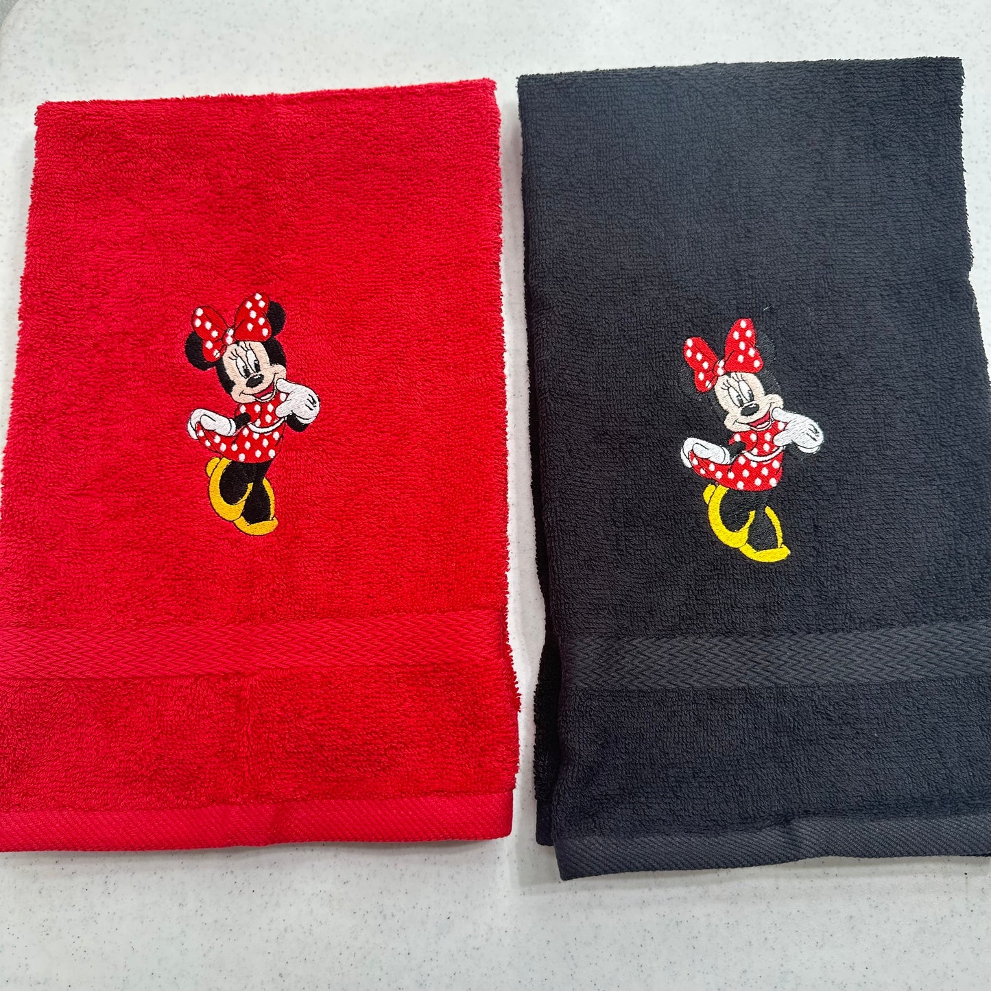 Mickey Minnie Mouse Towels Embroidered Hand Towel Set Cute Bathroom Decor