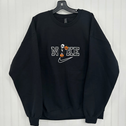 Nike Jack Skellington Halloween Embroidered ADULT Hoodie / Crewneck Sweatshirt Unisex Pumpkins Nightmare Before Christmas