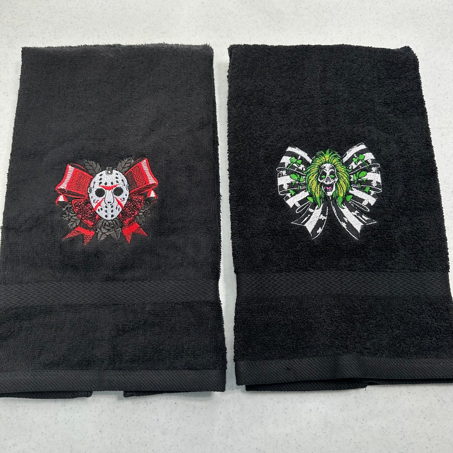 Halloween Hand Towel Set Embroidered Horror Movie Freddy Jason Scream Ghostface Pennywise Chucky Beetlejuice