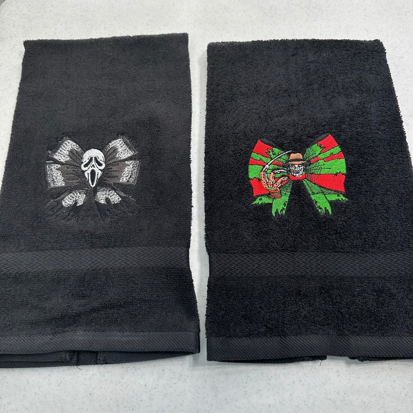 Halloween Hand Towel Set Embroidered Horror Movie Freddy Jason Scream Ghostface Pennywise Chucky Beetlejuice