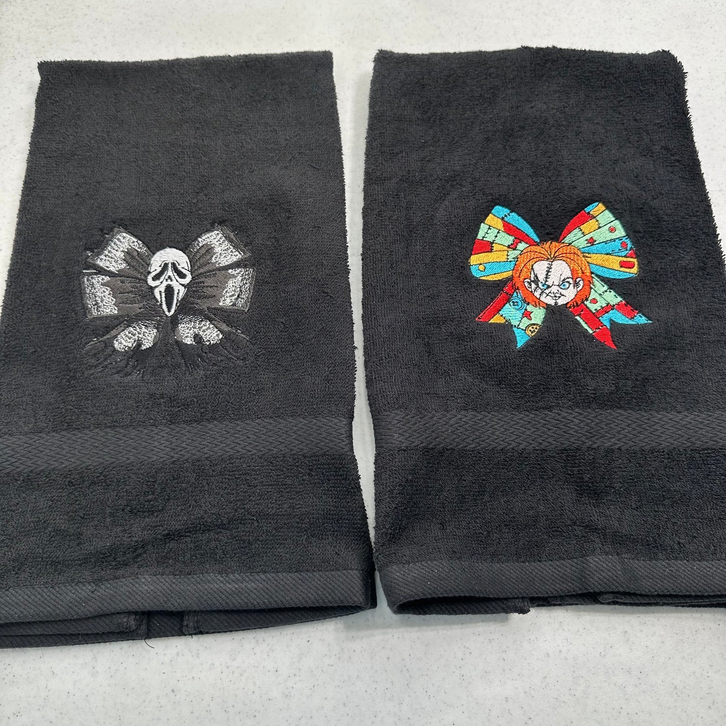 Halloween Hand Towel Set Embroidered Horror Movie Freddy Jason Scream Ghostface Pennywise Chucky Beetlejuice
