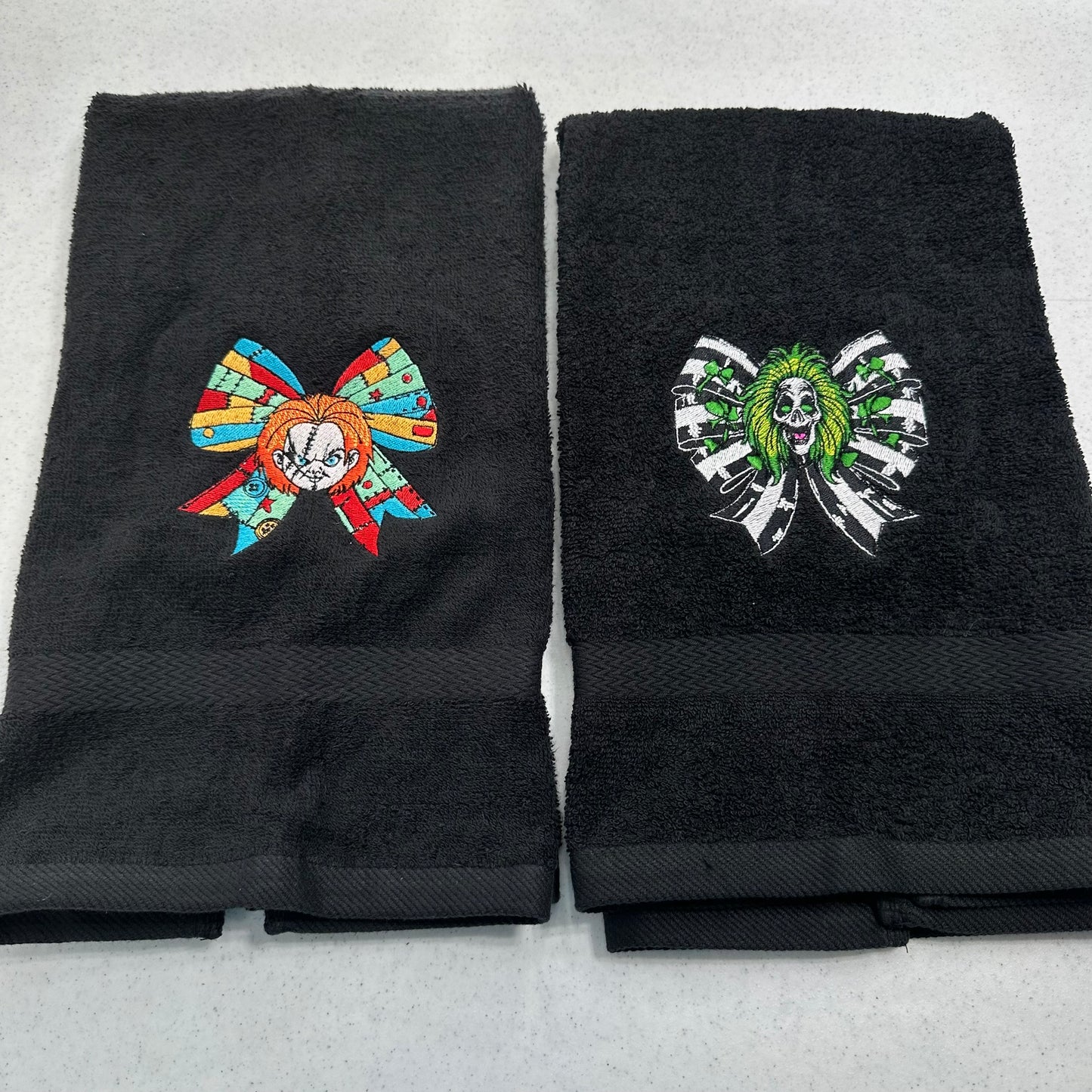 Halloween Hand Towel Set Embroidered Horror Movie Freddy Jason Scream Ghostface Pennywise Chucky Beetlejuice