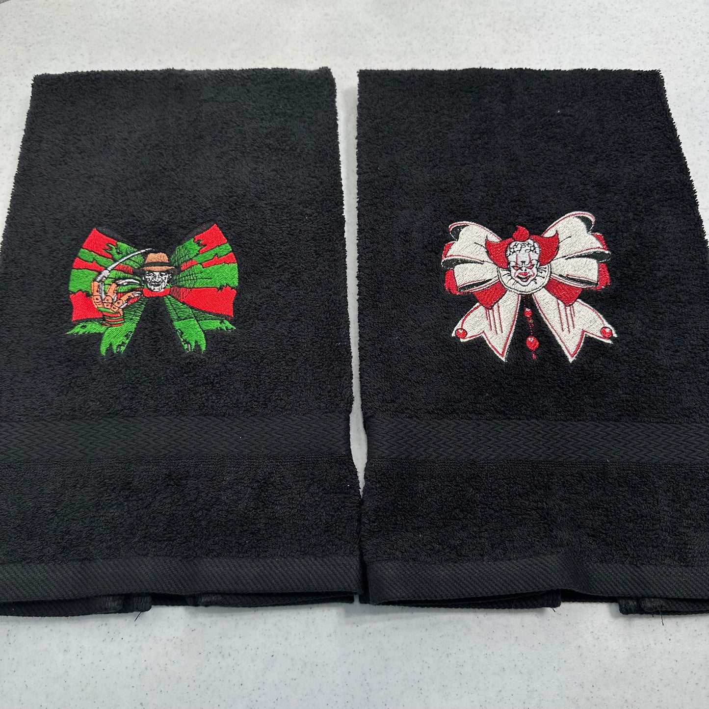 Halloween Hand Towel Set Embroidered Horror Movie Freddy Jason Scream Ghostface Pennywise Chucky Beetlejuice